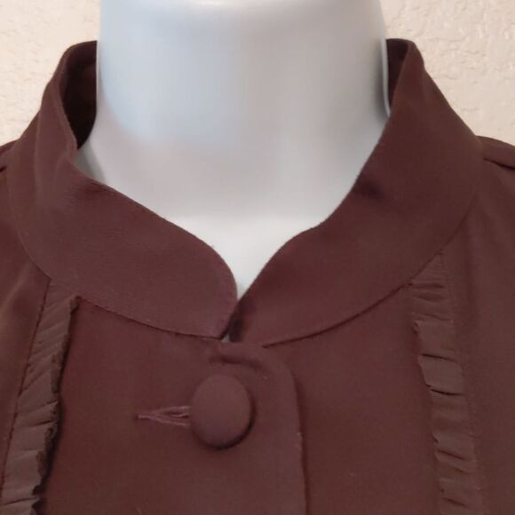 TALBOTS Chocolate Brown Embroidered Blazer Jacket Size 14 - Picture 2 of 9